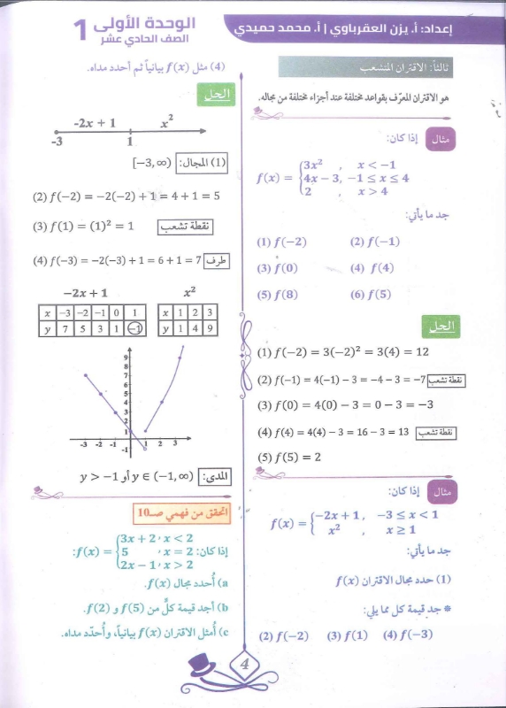 دوسية الرياضيات الوحدة الاولى توجيهي 2010 أ.يزن العقرباوي
