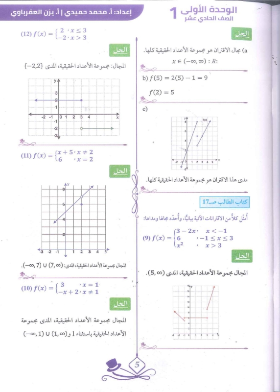دوسية الرياضيات الوحدة الاولى توجيهي 2010 أ.يزن العقرباوي
