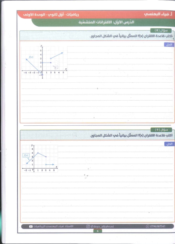 دوسية الرياضيات الفصل الاول 2010 أ.ضياء البهنسي