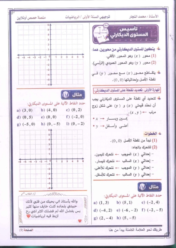 دوسيية الرياضيات 2010 الفصل الاول أ.محمد النجار