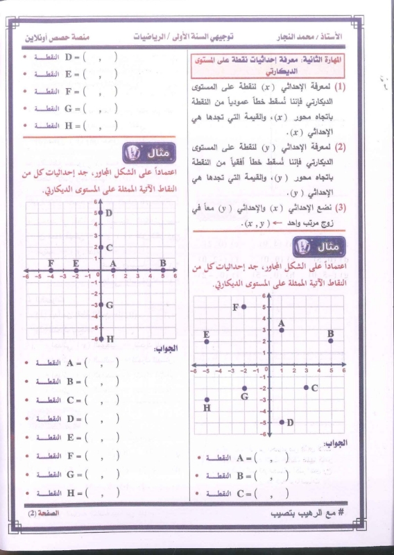 دوسيية الرياضيات 2010 الفصل الاول أ.محمد النجار