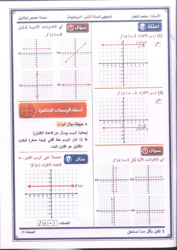 دوسيية الرياضيات 2010 الفصل الاول أ.محمد النجار