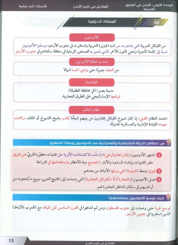 دوسية تاريخ الاردن 2010 الفصل الاول أ.ثامر غرايبة