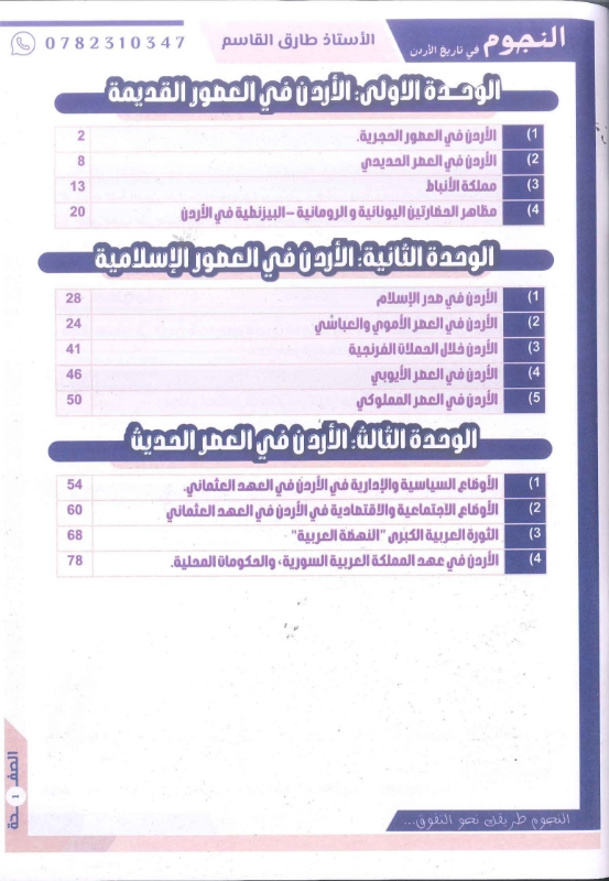 دوسية النجوم تاريخ الاردن الفصل الاول 2010 أ.طارق القاسم