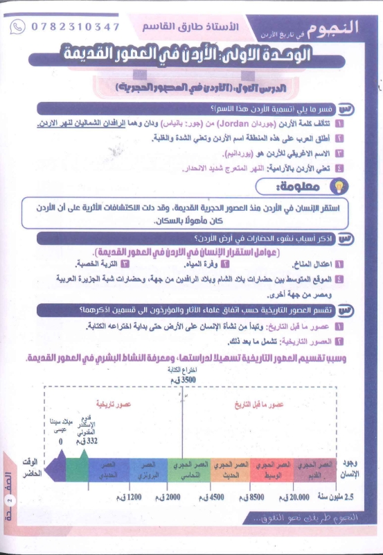 دوسية النجوم تاريخ الاردن الفصل الاول 2010 أ.طارق القاسم