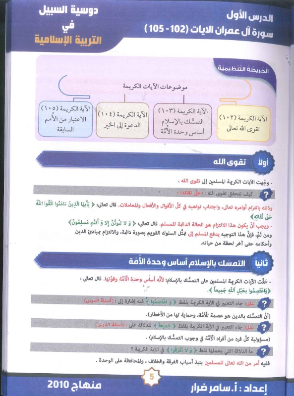 دوسية السبيل التربية الاسلامية 2010 الفصل الاول أ.سامر ضرار 